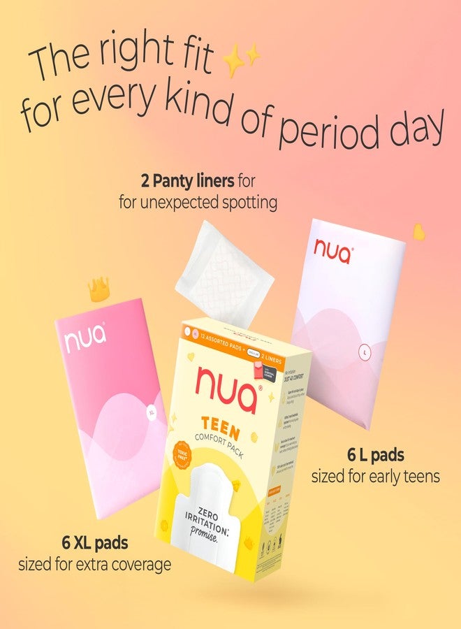 Nua Teen Comfort Sanitary Pads for Teens | Sanitary Pads and Panty Liners | Zero Irritation Promise | 4x Comfort | 100% Toxic-free | Starter Pack for Teens | 14 Count (12 Pads + 2 Liners) - Image 3